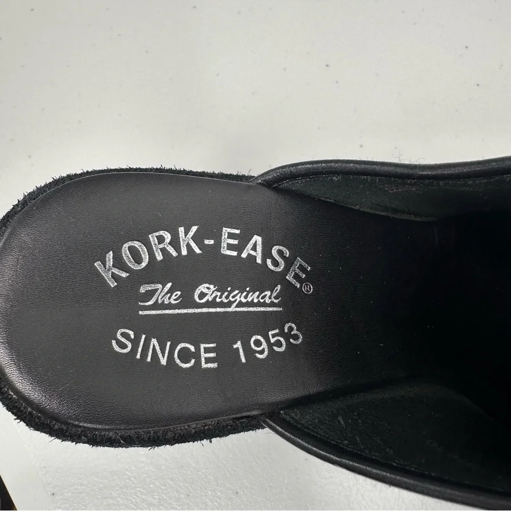 Kork-Ease Leather Heeled Clogs Women’s 10 Black Leather Slip-on Mule Zipper Shoe - Picture 8 of 16